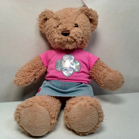 Build A Bear Workshop Bear Girl Scouts Trefoil T Shirt Denim Jean Skirt Set - Picture 2 of 16